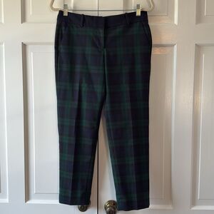 LOFT BLACK WATCH TARTAN PLAID PANTS MARISA ANKLE BLUE GREEN LOWER RISE SIZE 2P